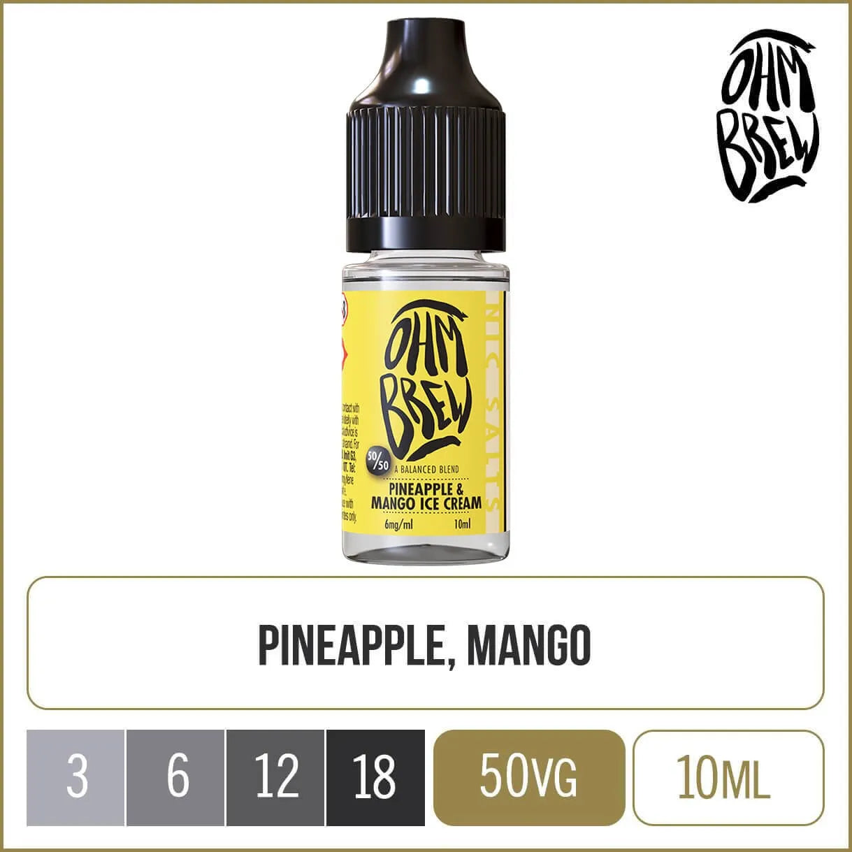 Ohm Brew 50/50 Pineapple & Mango Ice Cream 10ml