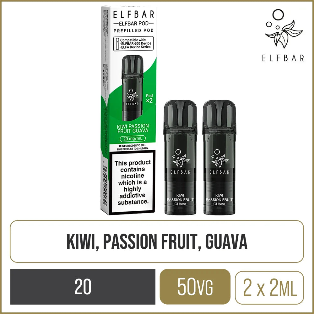 Kiwi Passion Fruit Guava Elf Bar 600 Pods 2 Pack