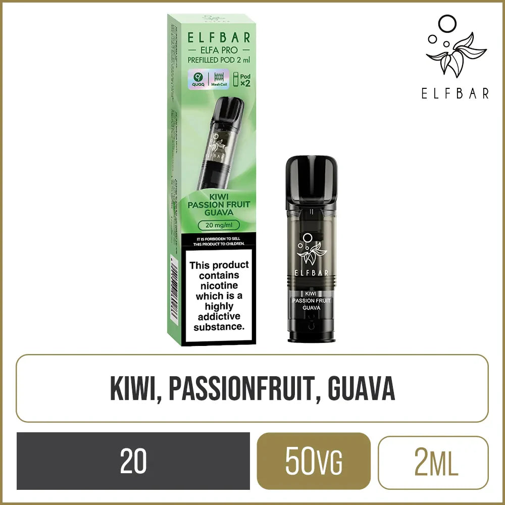 Kiwi Passion Fruit Guava Elf Bar ELFA PRO Pods 2 Pack