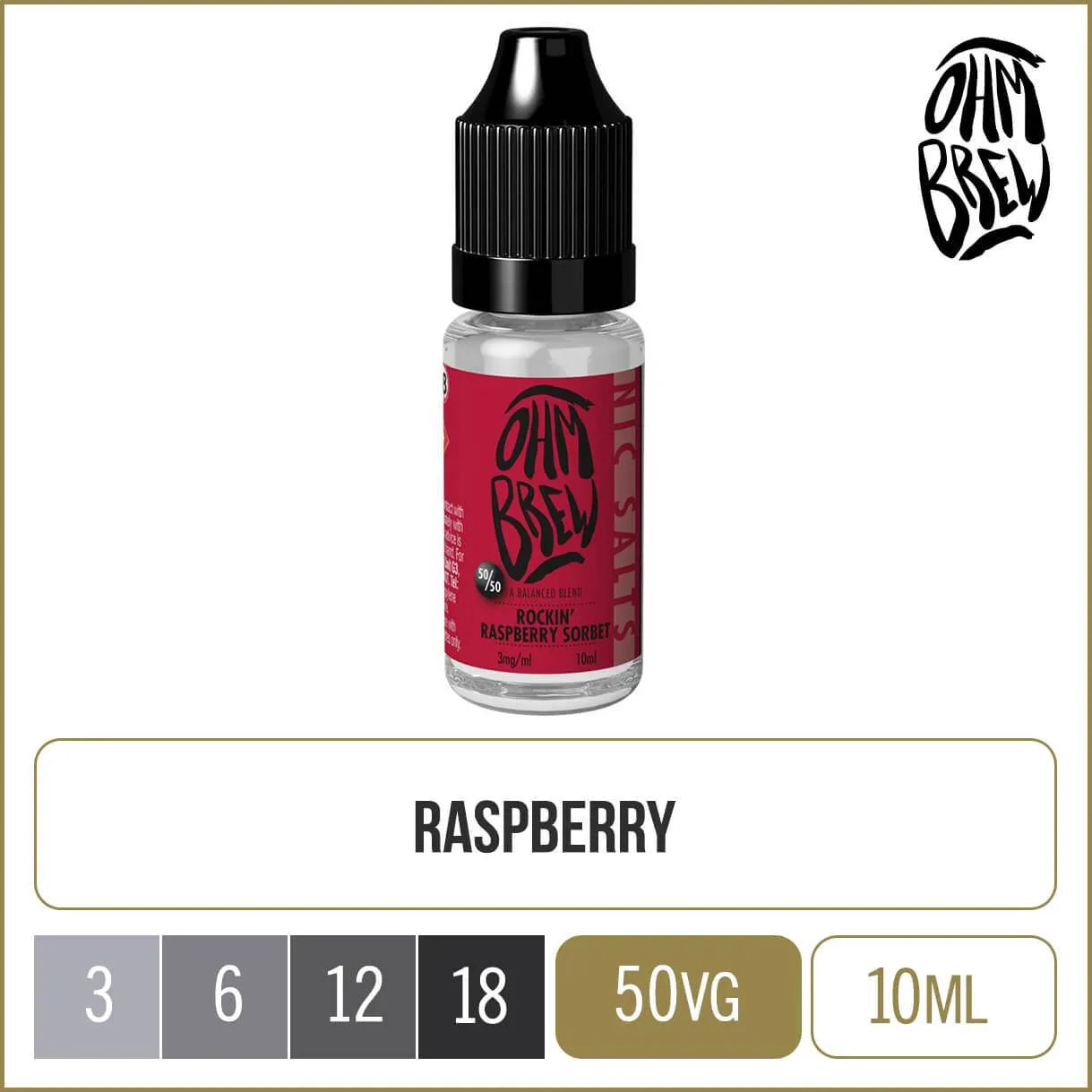 Ohm Brew 50/50 Rockin' Raspberry Sorbet 10ml