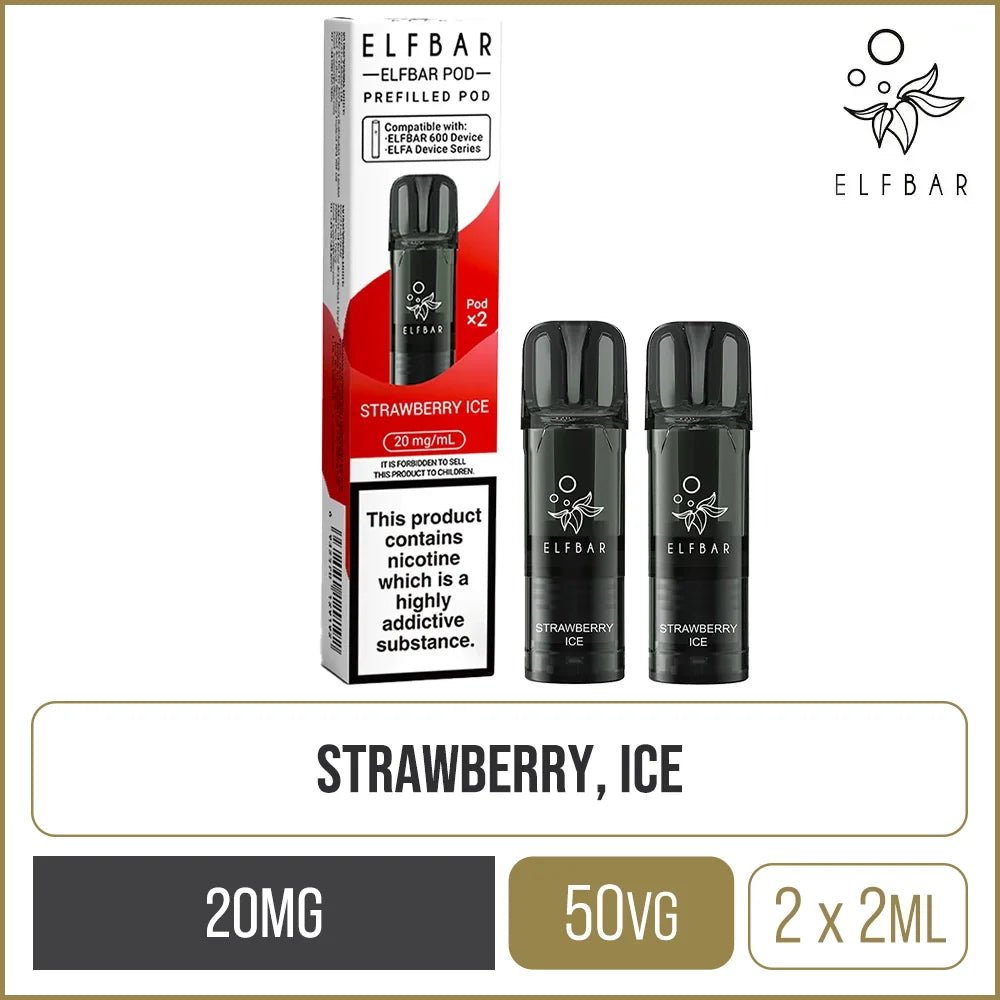 Strawberry Ice Elf Bar 600 Pods 2 Pack